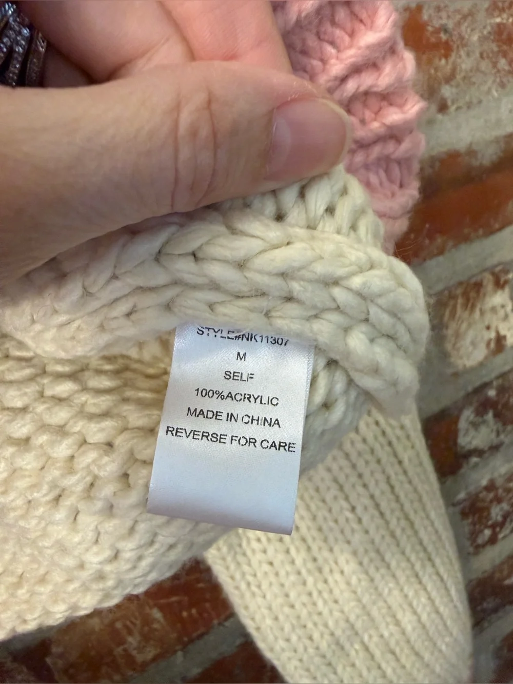 S47 - Altar'd State Cream, Blue & Pink Colorblock Crewneck Sweater